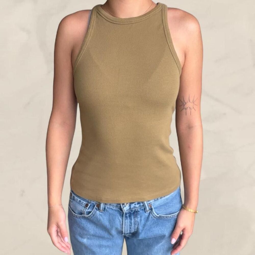Sezane olive Marcelo Tank Top ribbed size medium